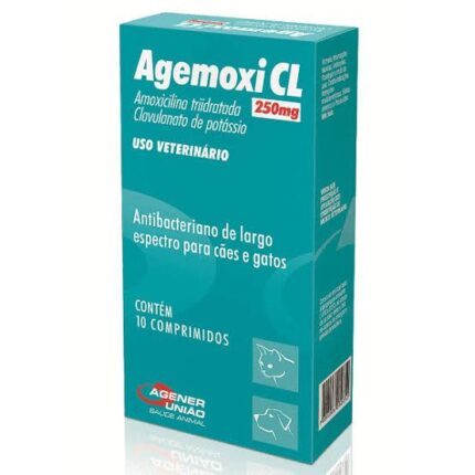 Antimicrobiano Agemoxi CL 250mg Cães e Gatos 10 comprimidos