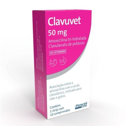 Clavuvet 50mg Antibiótico Provets para Cães e Gatos 10 comprimidos