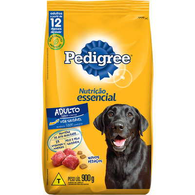 Ração Seca Pedigree Nutrição Essencial Carne para Cães Adultos Raças Médias e Grandes900G